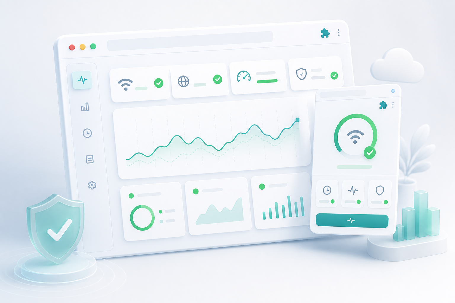 Internet Health Check dashboard and extension popup preview